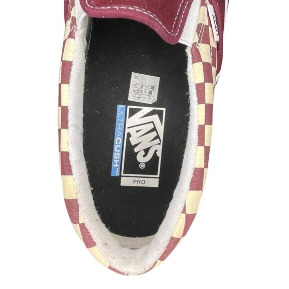 ***SOLD*** Mens Vans Ultracush Pro Checkered Sneakers Size 11 Maroon White - Picture 6 of 7